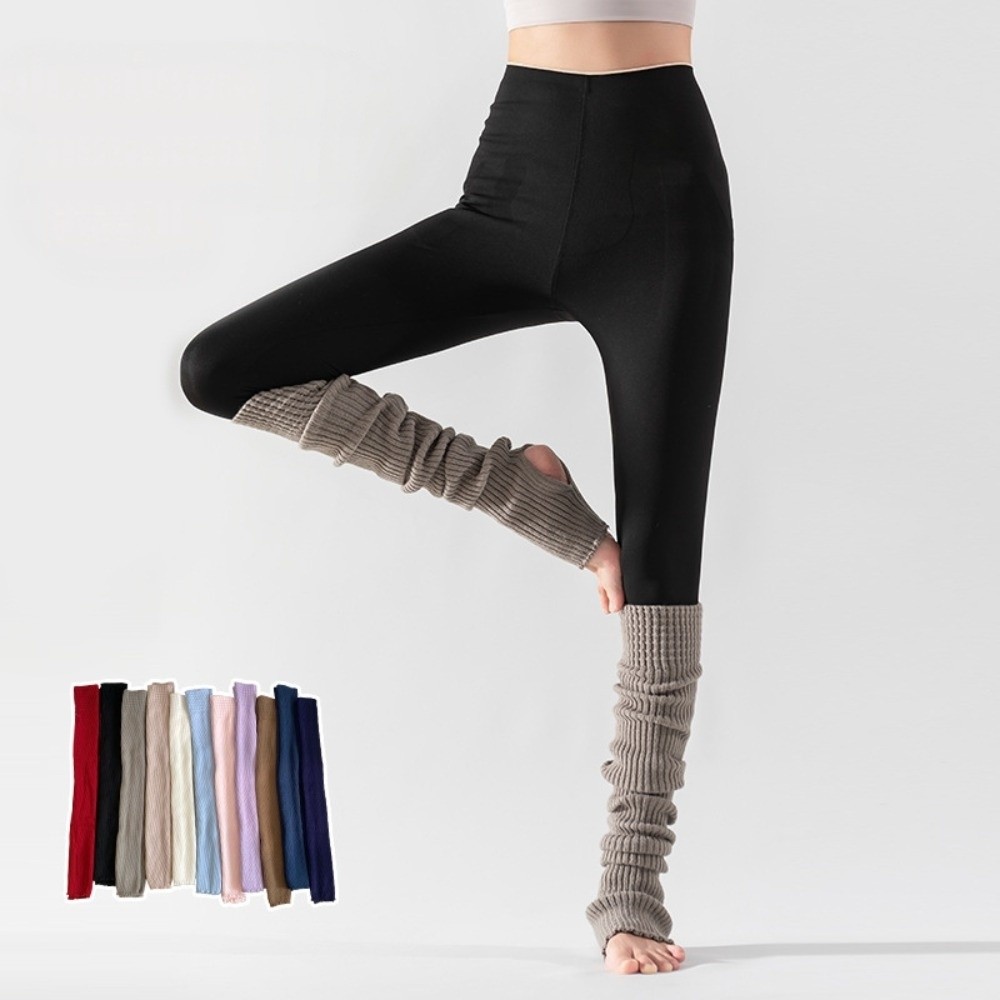 Pilates Yoga Footwear - Täglich tragbare kniehohe Ballett-Beinstulpen, einfarbig, weiche