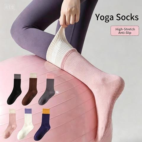 Pilates Yoga Barre - Unisex-Grip-Socken aus Polyester, Einheitsgröße, rutschfeste Silikonpunkte,