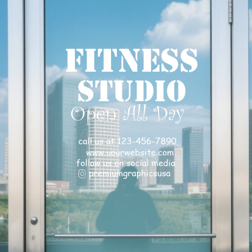 Pilates Yoga Or Gym - Anpassbarer Studio-Fensteraufkleber / Ihr Firmenname oder