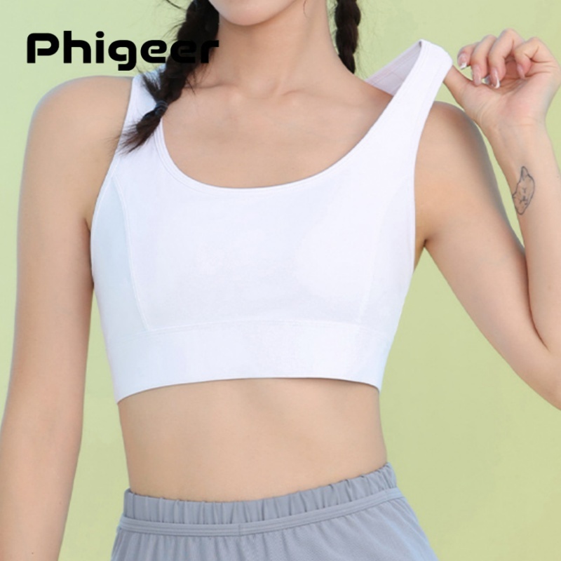 Yoga Strap Cotton - PHIGEER Damen-Sport-BHs mit hoher Wirkung, Sommer-Rücken-Mesh,
