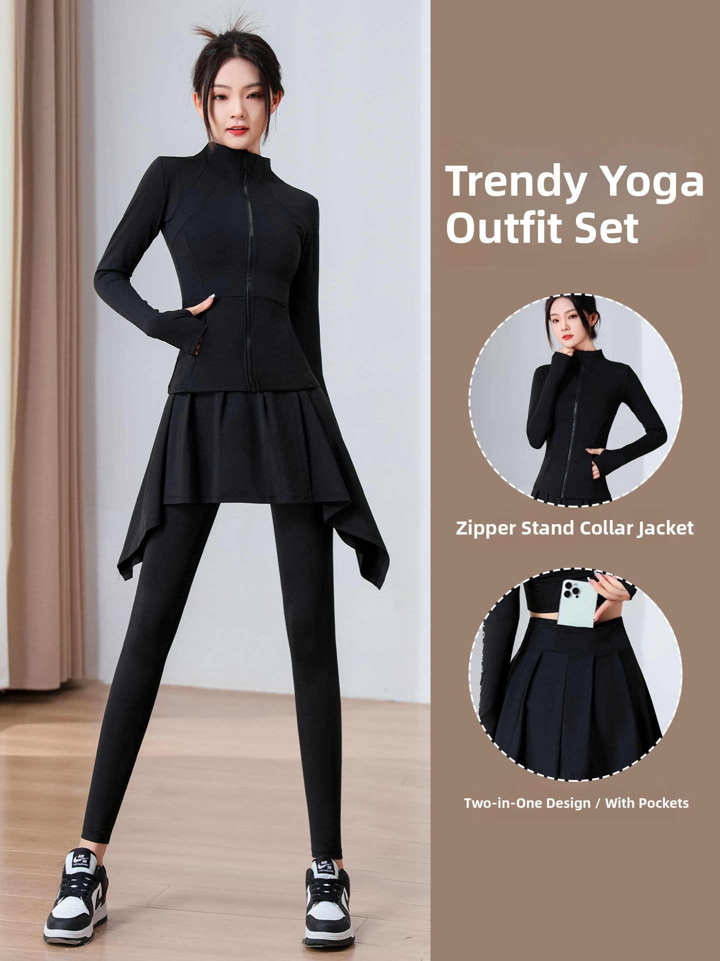 Pilates Yoga Morning - Damen Fitness-Laufset 2026 Neues Hochwertiges Pilates-Tanz-Yoga-Jacken-Gym-Hosen-Rock-Morgenlauf-Outfit