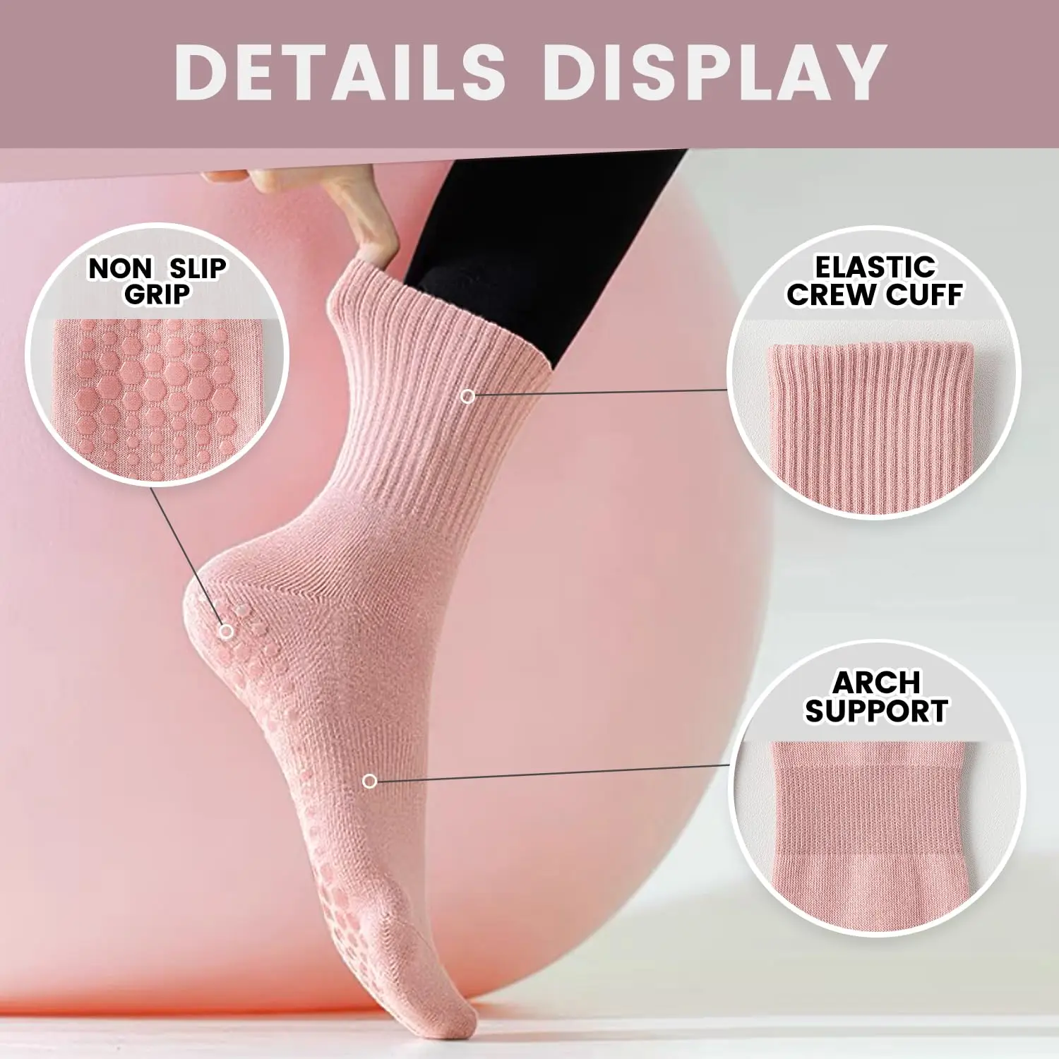 4 Paar Damen-Yoga-Socken, einf – Pilates Yoga Grip Socks Bewertung und Preis
