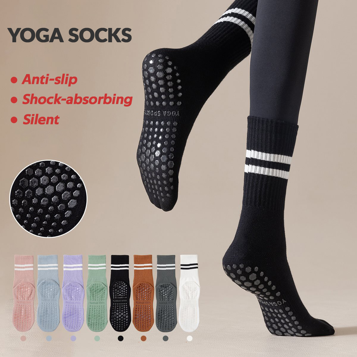 3 Paar lange Yoga-Socken mit G – Pilates Yoga Barre Bewertung und Preis